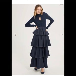 Something Navy long sleeved maxi tiered dress